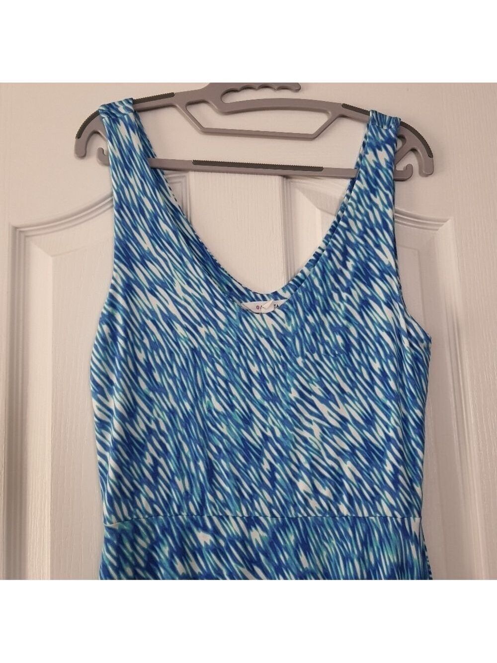 Athleta Reef Tank Dress Womens M Blue Aqua Print Soft Stretch Sleeveless - Picture 5 of 10